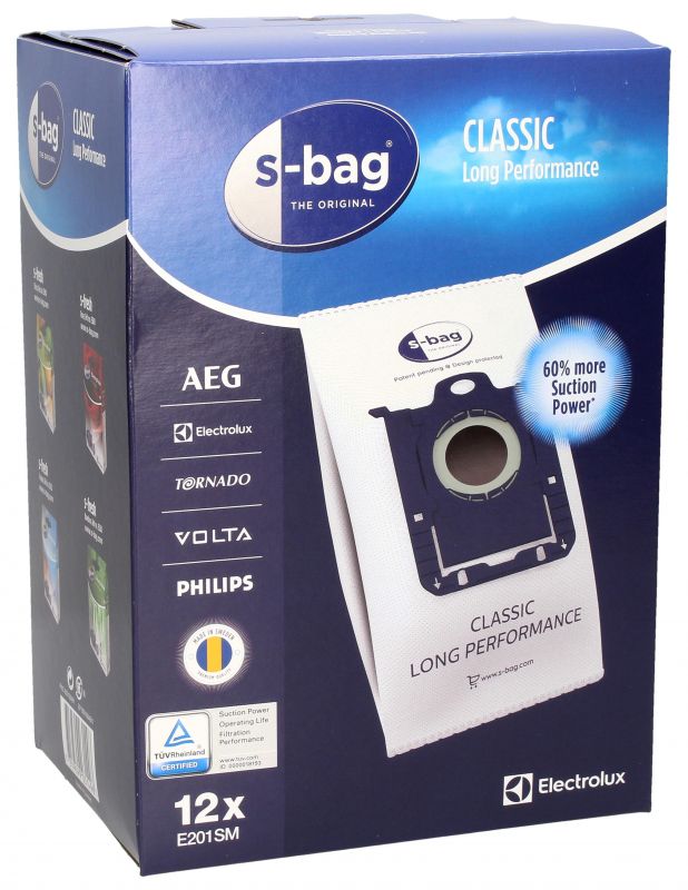 Sacchetti Per Aspirapolvere FIGEVIDA Compatibili Electrolux E201SM - 12 Pezzi - Bianco