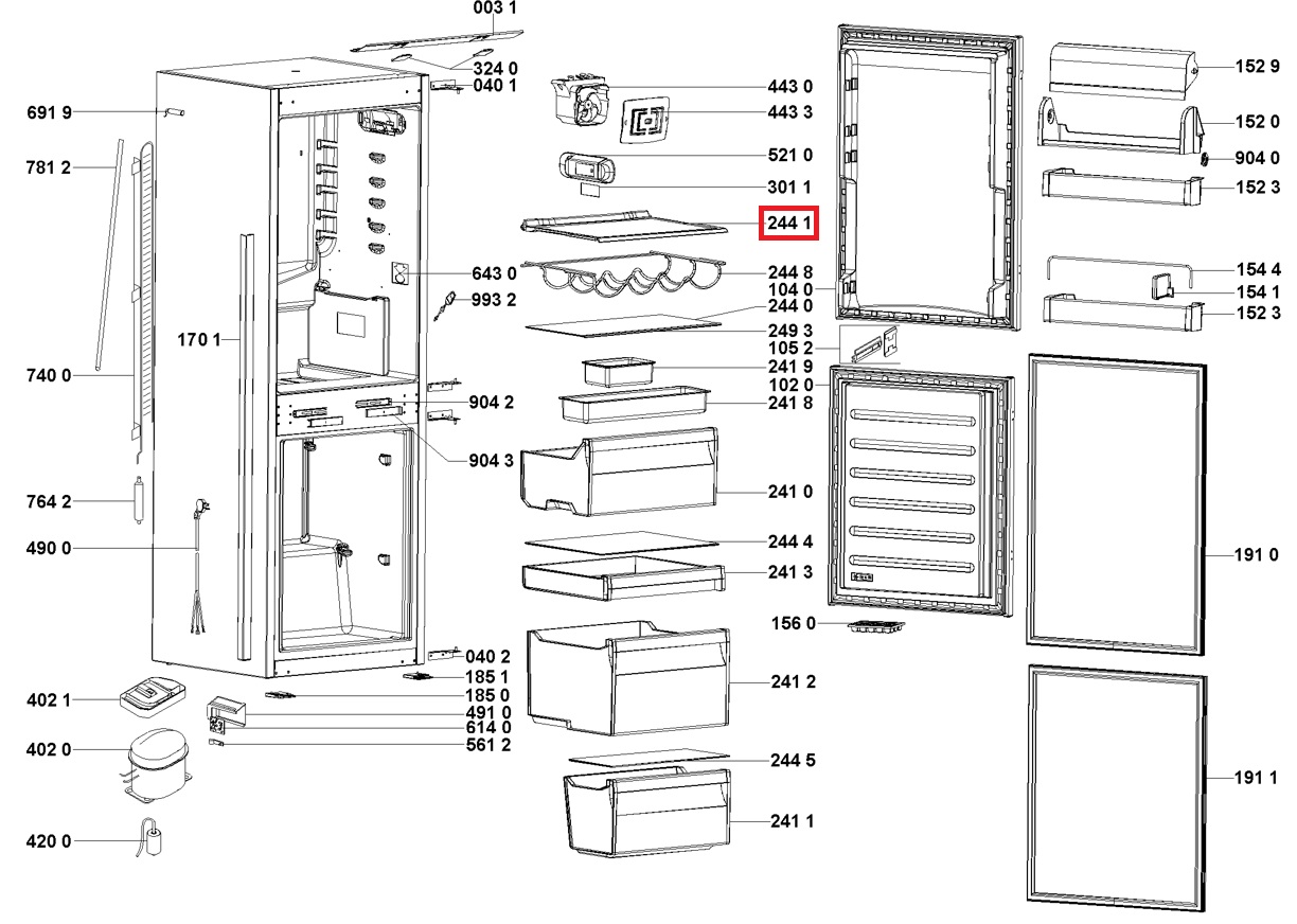 riページ C00325810 Raft frigider Whirlpool 481010643010