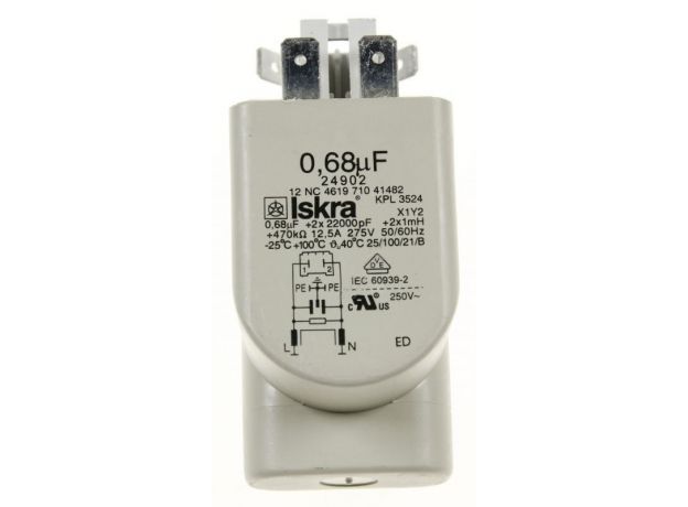 Condensator filtru deparazitare masina de spalat Whirlpool 0,68UF 481212118285