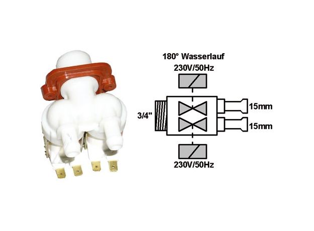 Electroventil masina de spalat 2 iesiri 15 MM