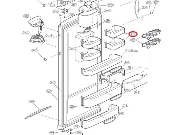 Raft usa frigider Beko 4297340100 Original Dreapta, 2 image