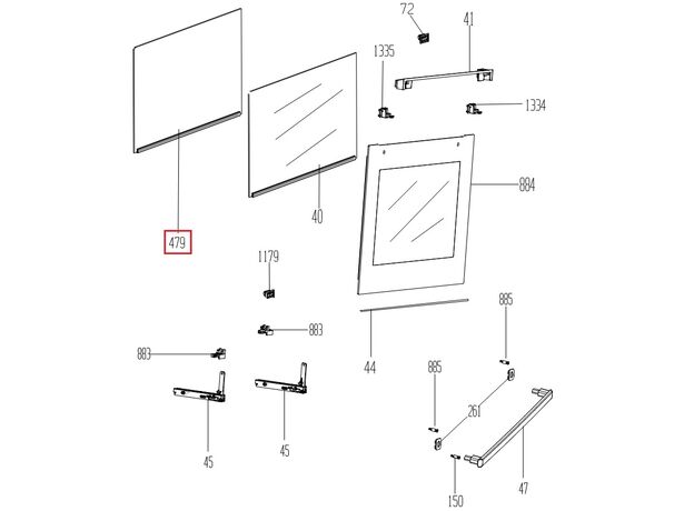 290440431 Geam cuptor Arctic, Beko 290440431 Original 47,5x39,5 CM, 2 image
