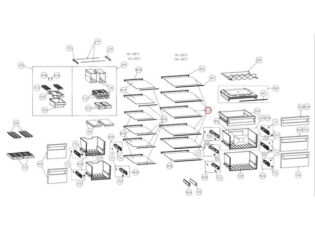 4362726600 Raft frigider Beko Side By Side C00870733 Original, 2 image