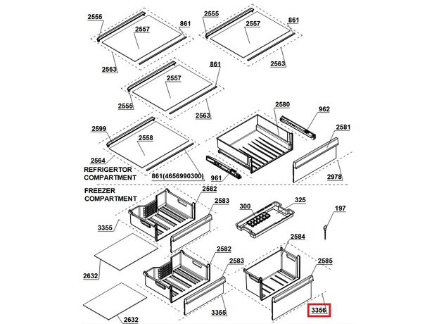 4640270500 Sertar congelator Whirlpool C00865078 Original, 2 image