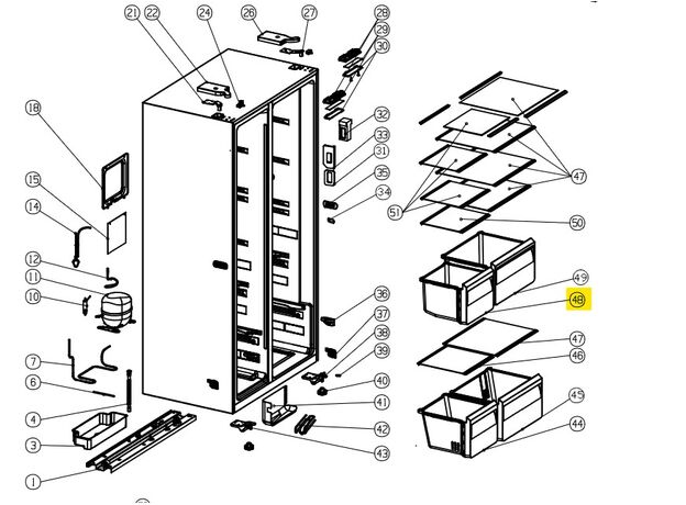 9178020818 Sertar superior frigider side by side Beko C00872270 Original, 2 image