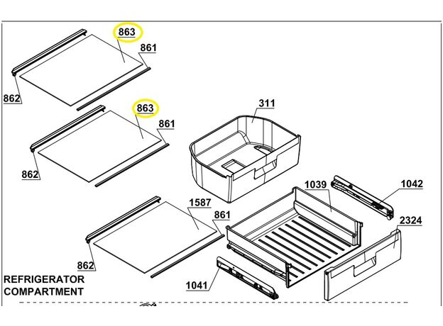 4362724500 Raft sticla frigider Beko C00869508 Original, 2 image