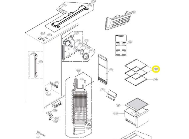 Raft congelator frigider side-by-side LG AHT74413807 Original, 2 image