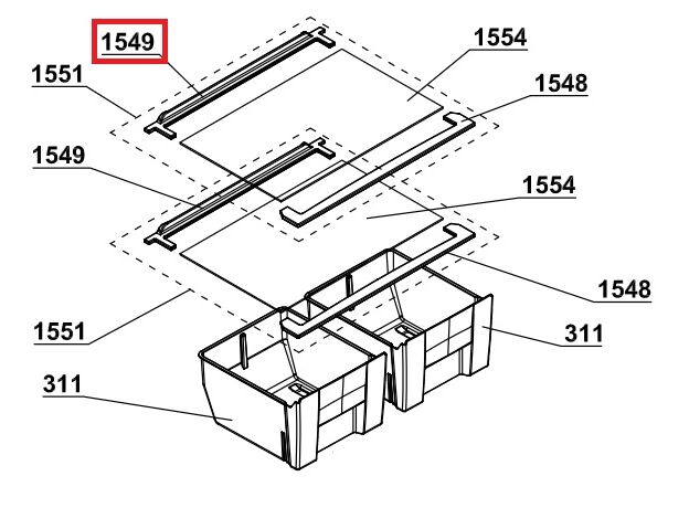 4657580100 Profil spate geam, raft frigider Arctic, Beko C00867027 Original, 2 image