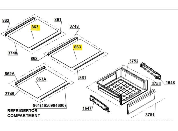 5851441400 Raft sticla frigider Beko C00875911 Original, 2 image